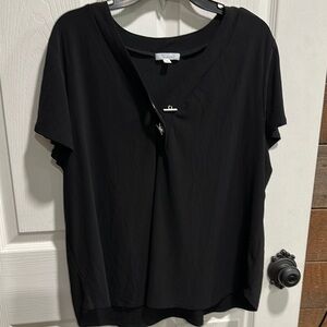89th & Madison Black  Short Sleeve Blouse (G133)